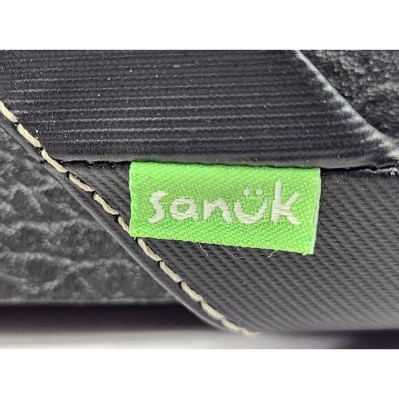 Sanuk Black/Gray Sandals Slip On Thong Flip Flops, Men's/Boys Size 6.5 - Picture 3 of 9
